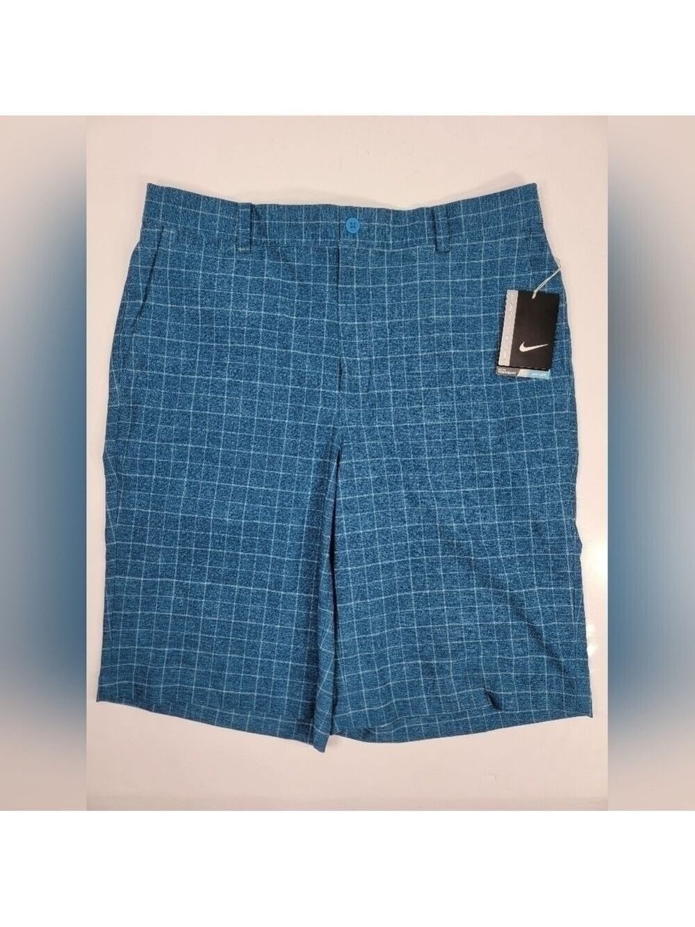 NEW Nike Dri-Fit Golf Shorts Men's Size 32 x11 Blue Check Plaid Standard Fit NWT